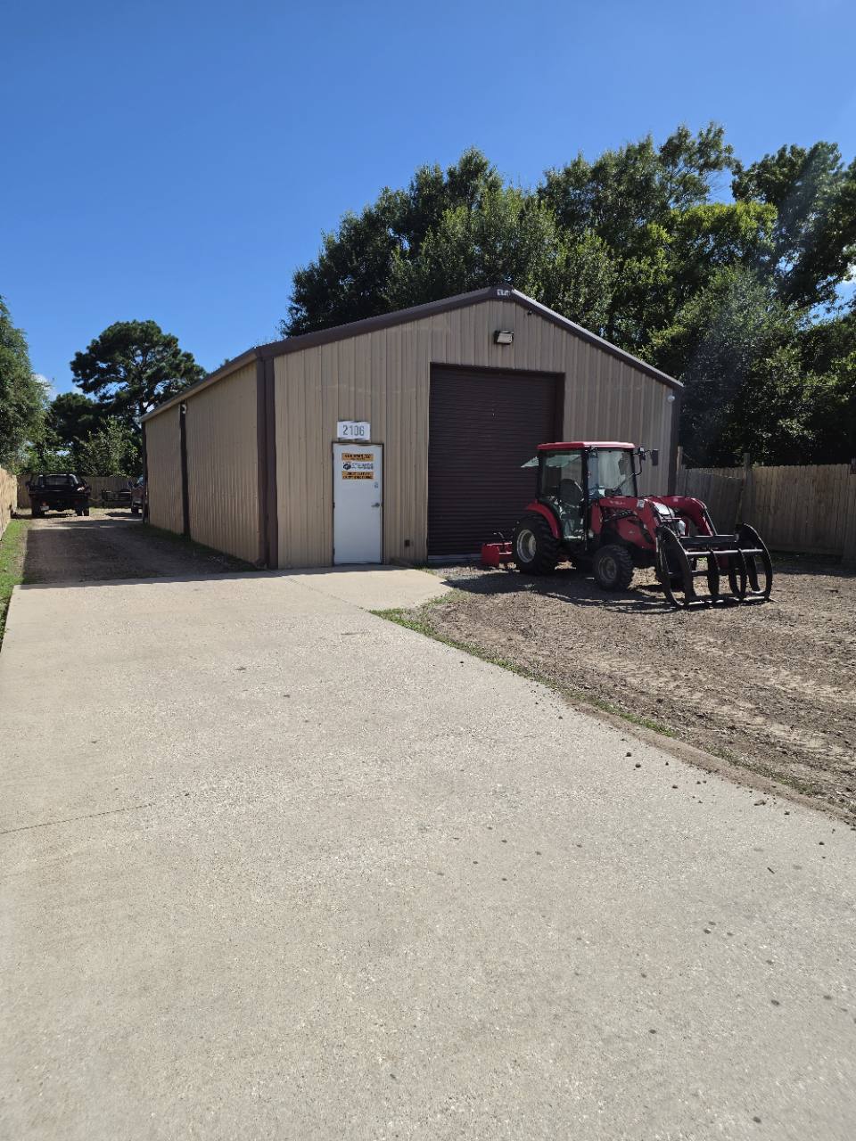 409 Demo's metal shop and tractor at its Port Arthur home base
